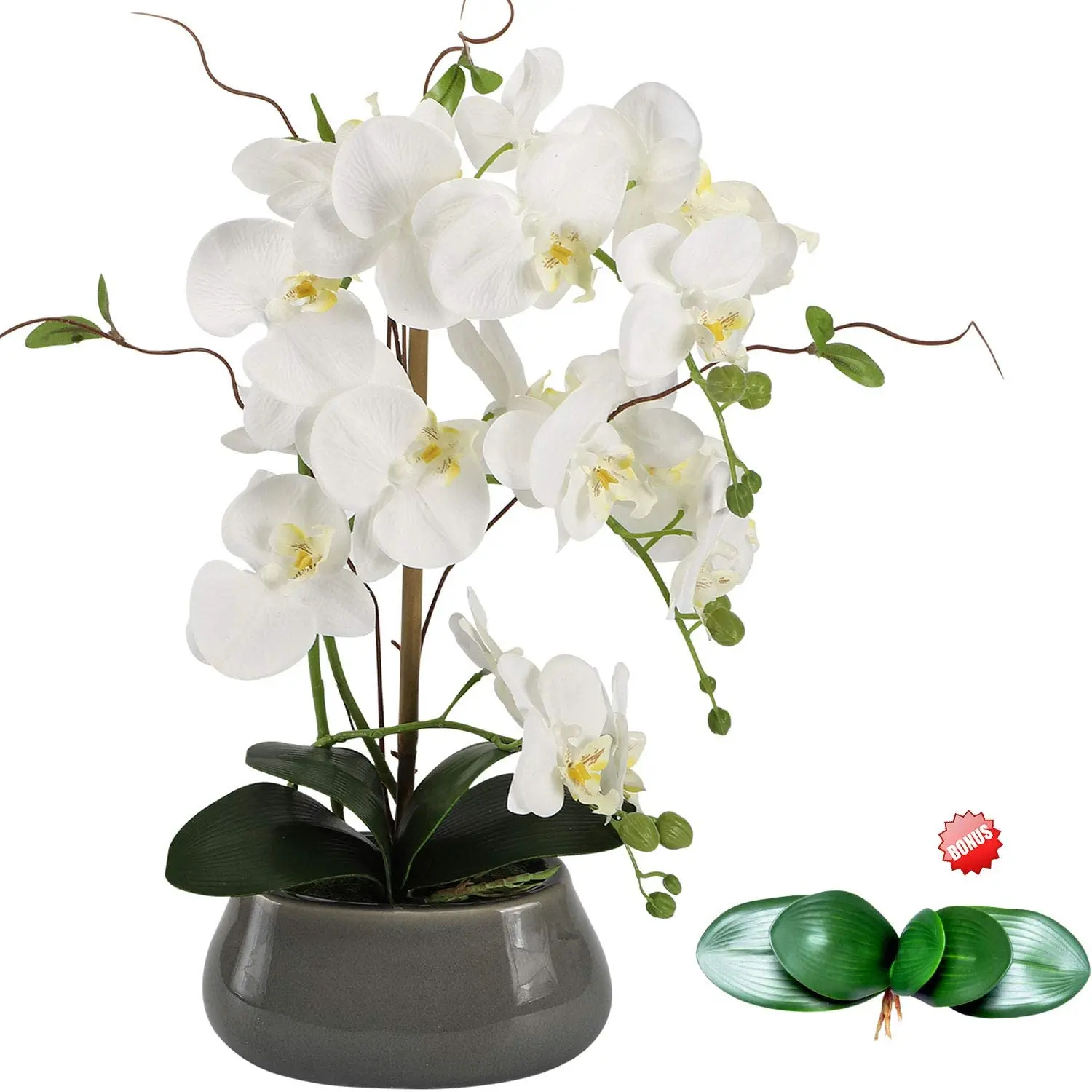 Florist Supply Vases - แกนกลางดอกไม้กล้วยไม้เทียมสำหรับโต๊ะอาหารพร้อมแจกันผ้าไหมตกแต่งต้นไม้ปลอม