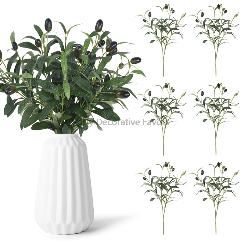 Florist Supply Vases - 1/3/5Pcs ประดิษฐ์ปลอมผลไม้ใบมะกอกสาขาต้นไม้สําหรับบ้านสวนแจกันตกแต่งช่อดอกไม้งานแต่งงานดอกไม้ผ้าไหม