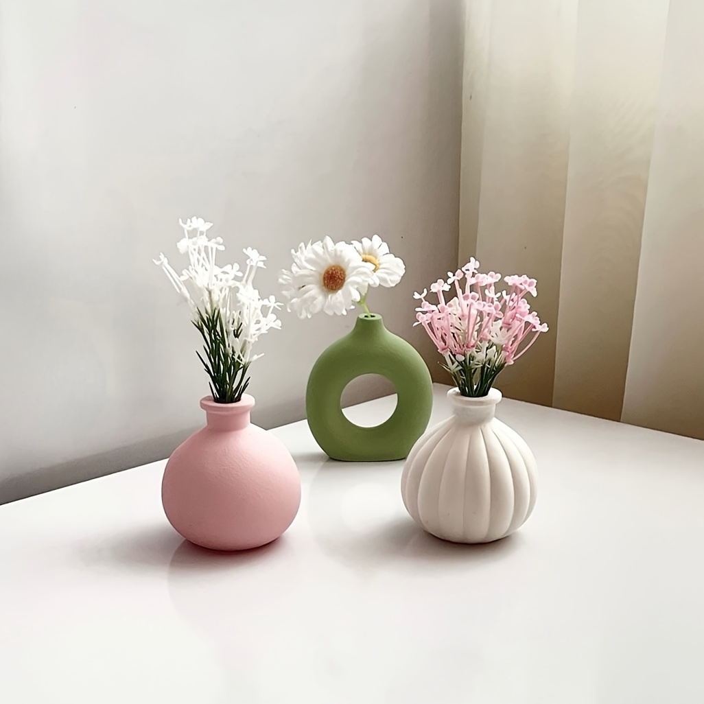 Florist Supply Vases - แม่พิมพ์ซิลิโคนเรซิ่น 2 ชิ้น ลายทาง แจกันดอกไม้ทรงกลม ของตกแต่งบ้าน