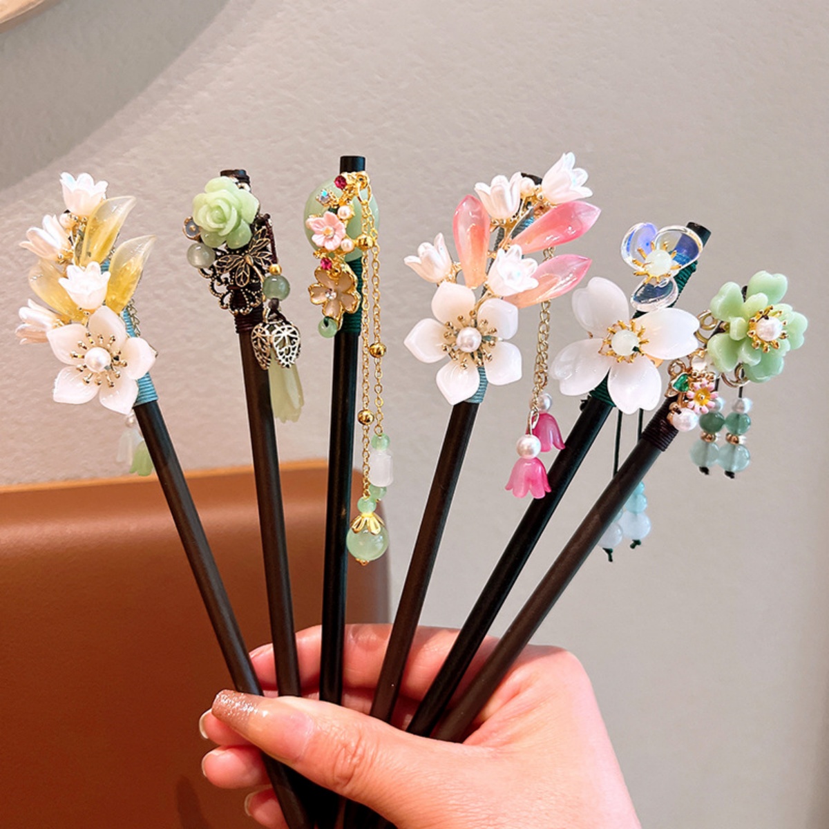 Supply Florist - ประณีตดอกไม้พู่ไม้ Hairpin Retro สไตล์จีน Handmade ดอกไม้ผม